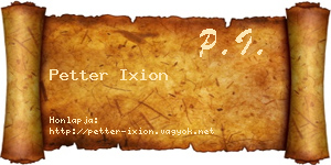 Petter Ixion névjegykártya